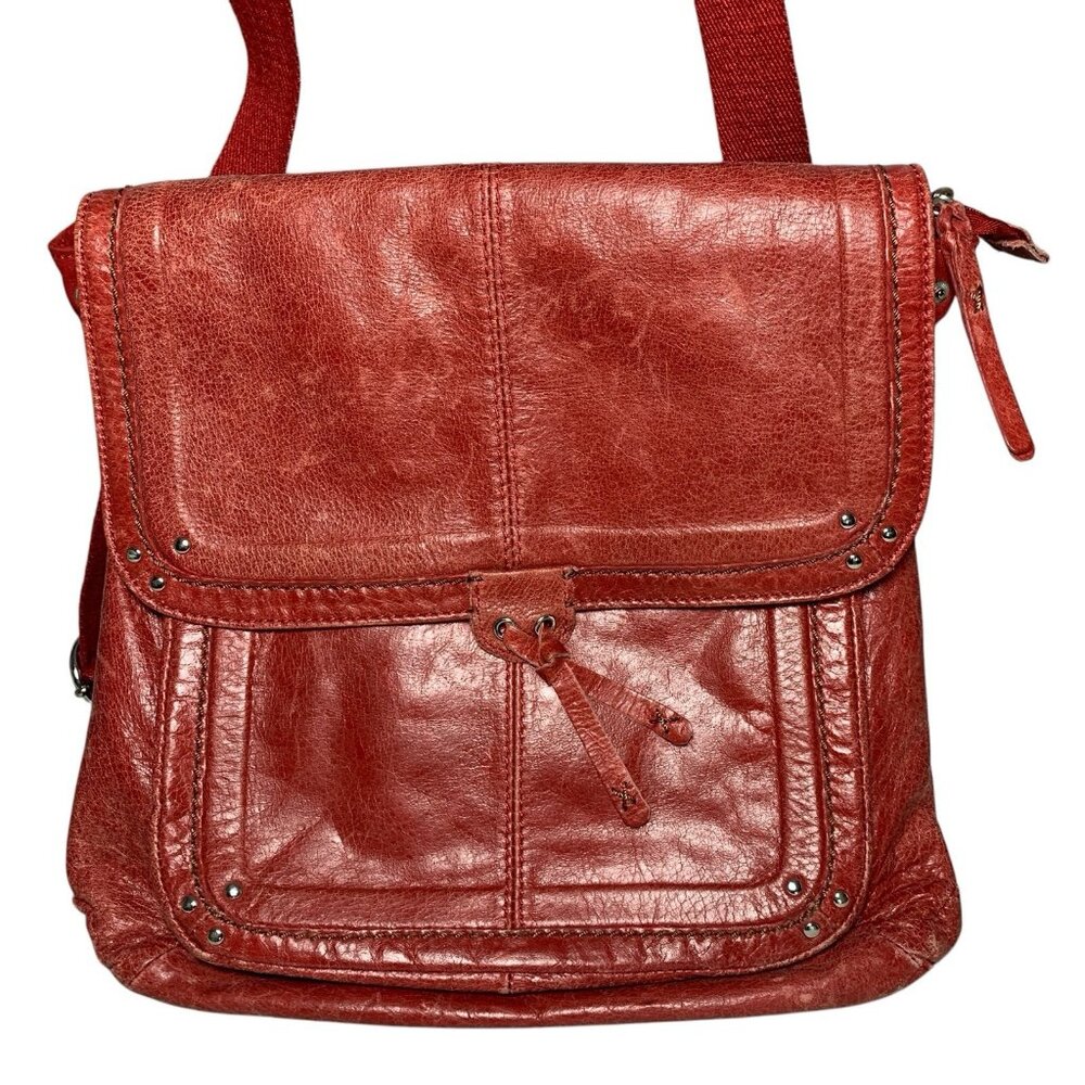 Clarks Shoulder Bag Convertible Backpack Purse Distressed Leather Red
